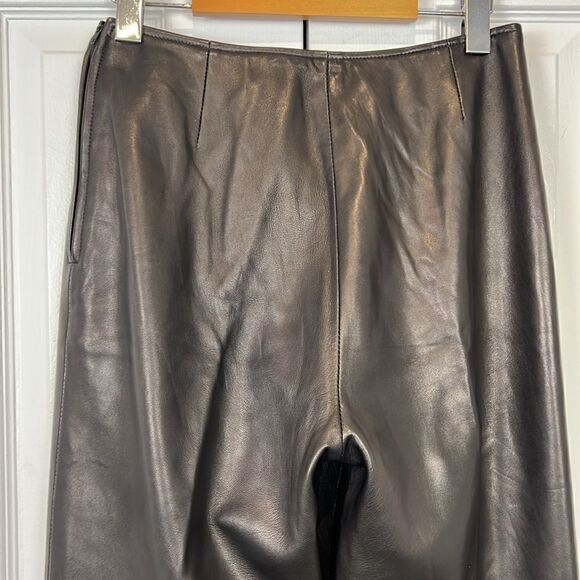 DANIER Lined Black Leather Straight Leg Side Zipper Pants‎ Size 4 - Picture 8 of 15